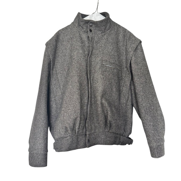 Vintage The American Male 100% Wool Gray Bomber Jacket Coat Size 46 Preppy Retro - Picture 1 of 10